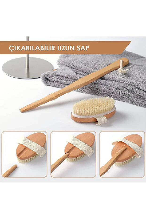 Selülit Giderici Hakiki At Kılı Banyo Cilt Fırçası